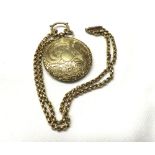 Victorian Pinchbeck Mourning Locket, engraved back, front panel missing mounted on a Victorian 9ct