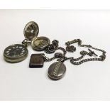 Mixed lot including a Second World War Nickel cased pocket watch, the black enamelled dial (with