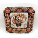 A 19th Century Imari Canted Square Dish, the centre painted in traditional colours with jardinière