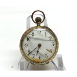 An early 20th Century hallmarked 9ct Gold Fob Watch, gilt hands to a cream enamel dial with Arabic