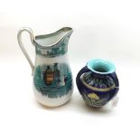 A mixed lot comprising a late 19th Century three-handled baluster vase decorated with Art Nouveau