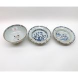 Two 18th Century Chinese Circular Small Bowls, each decorated in underglaze blue with fence