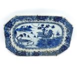 An 18th Century Nankin Small Platter, typically painted in underglaze blue with a Chinese river