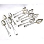A Mixed Lot comprising eleven various George III Old English patterned Silver Teaspoons and