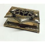 An Art Nouveau styled previously Silver Plated Metal Stamp Box, 3 ½” x 2”