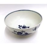 A Worcester Slop Bowl of tapering circular form, decorated in under glazed blue with a fence