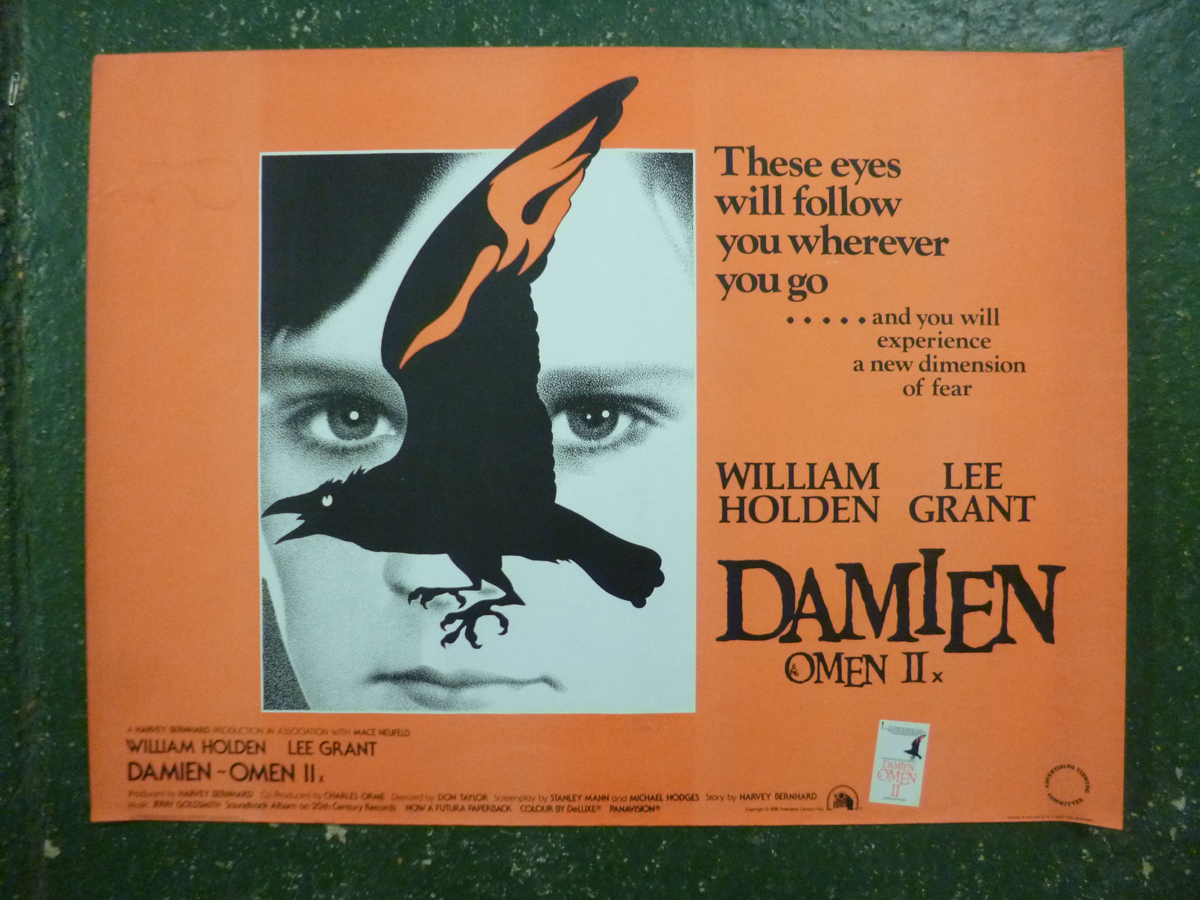 DAMIEN OMEN II, film poster + THE FINAL CONFLICT, film poster, starring Sam Neill, both Quad