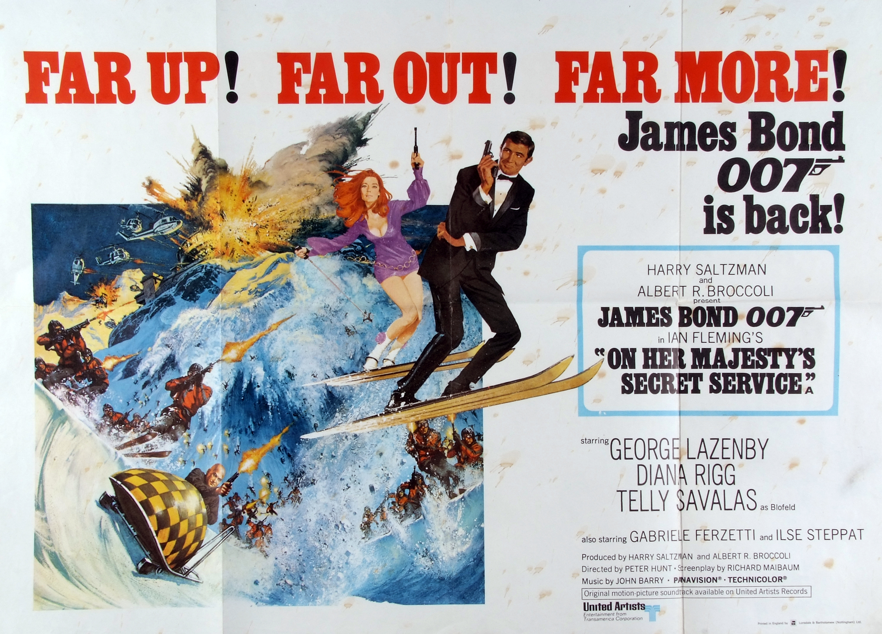 ON HER MAJESTY'S SECRET SERVICE, film poster, starring George Lazenby, Diana Rigg and Telly Savalas,