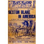 THE BOYS' FRIEND, pict advertising poster, "Now Starting New Story Sexton Blake in America ....", [