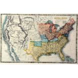 UNITED STATES, engrd part hand col'd map, circa 1870, decor floriated border, approx 10 1/4" x 16