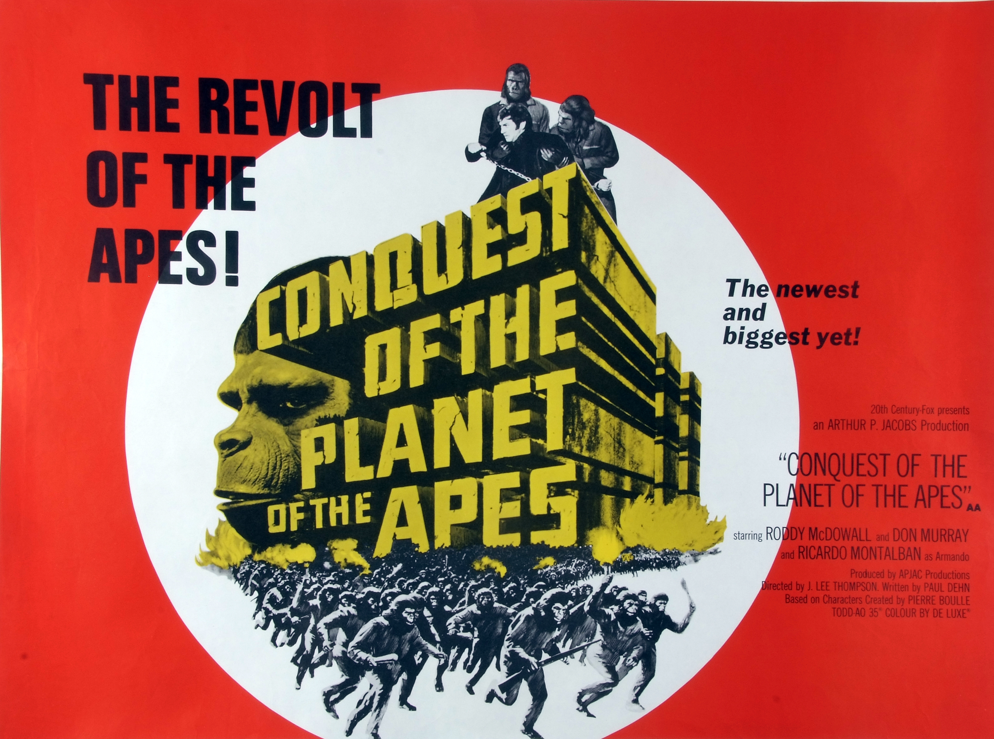 CONQUEST OF THE PLANT OF THE APES, film poster, starring Roddy McDowall and Don Murray, Quad