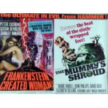 FRANKENSTEIN CREATED WOMAN - THE MUMMY'S SHROUD, film poster double bill, starring Peter Cushing,