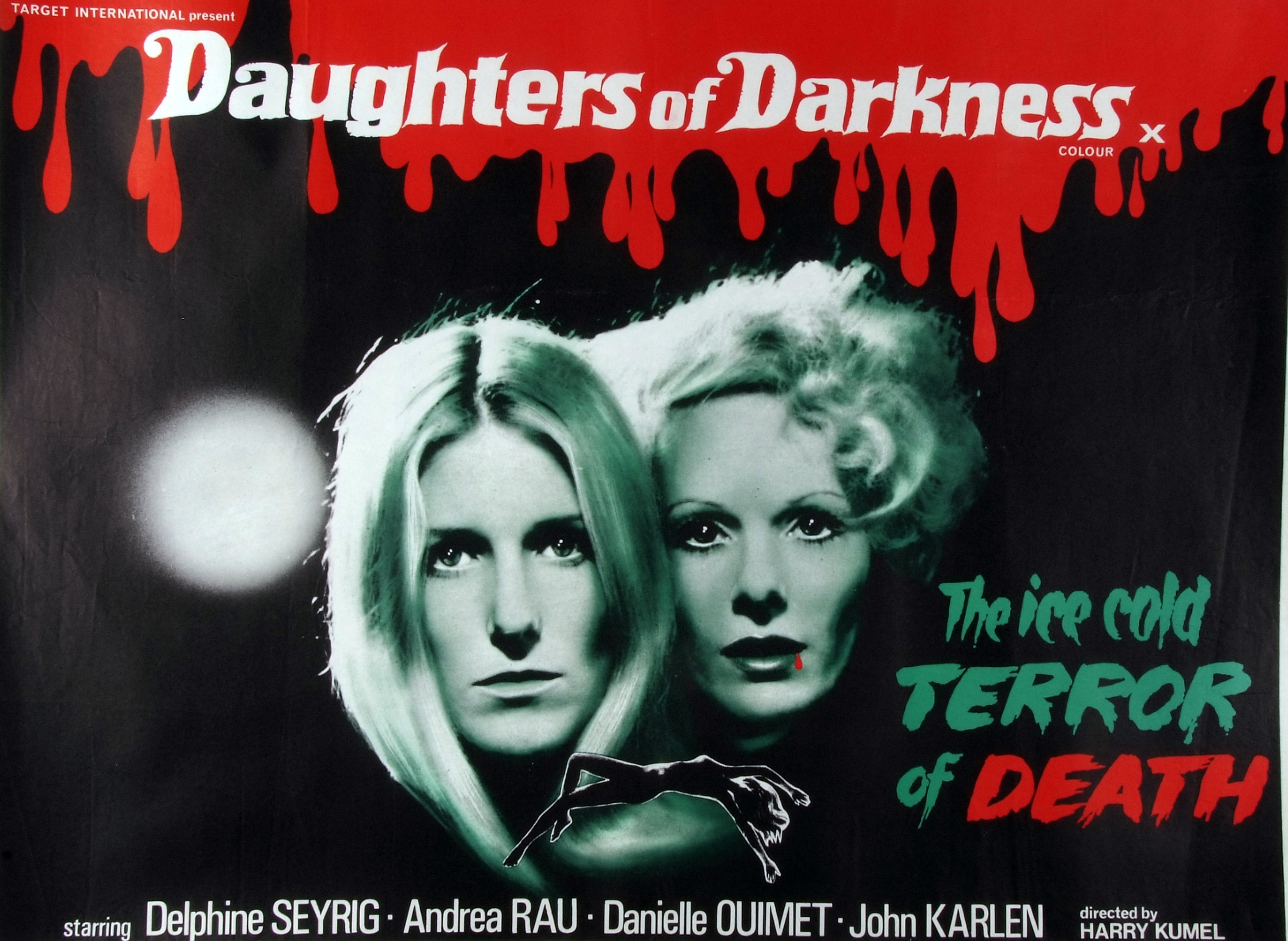 DAUGHTERS OF DARKNESS, film poster, starring Delphine Seyrig, Andrea Rau and John Karlen, Quad