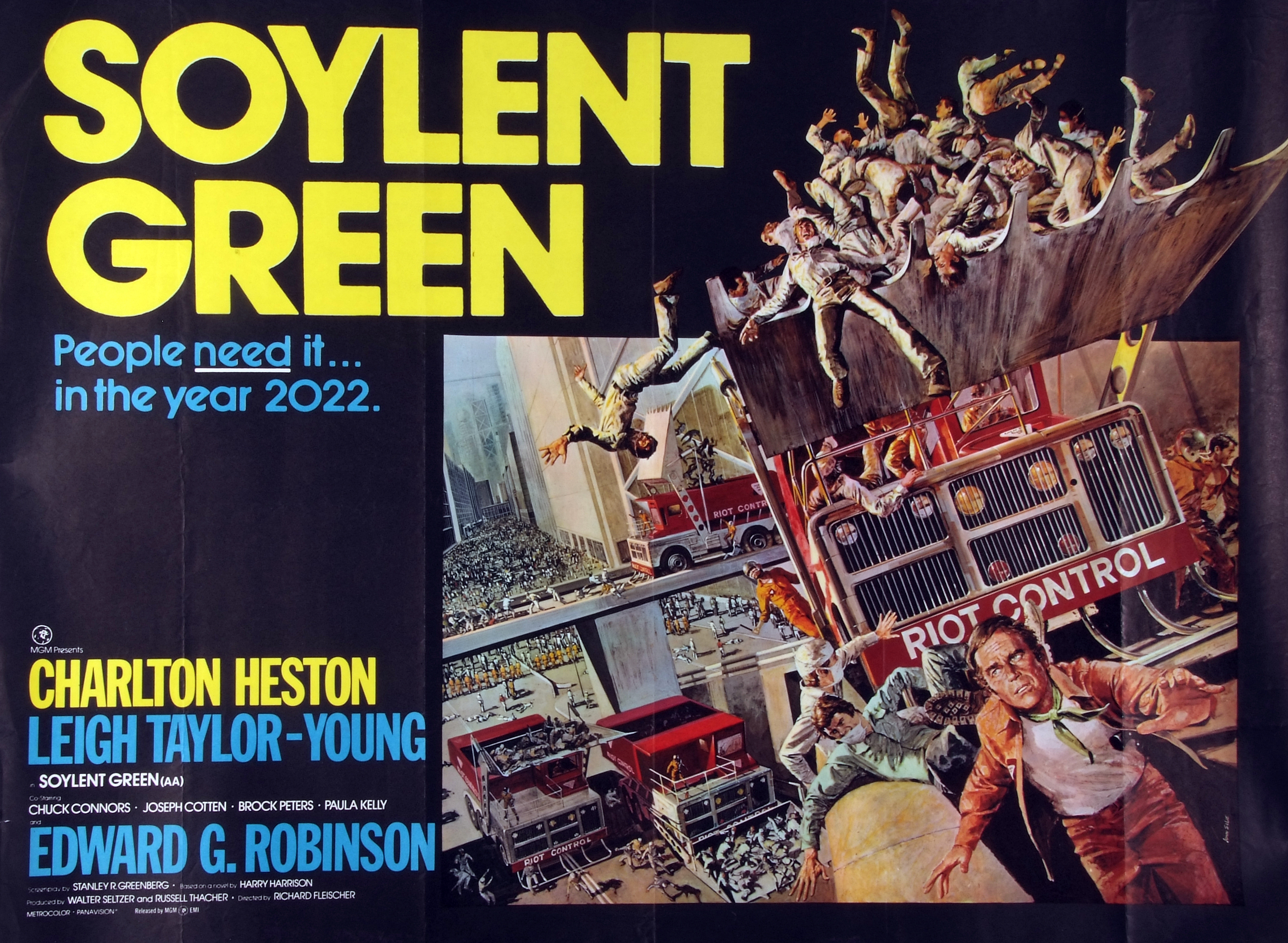 SOYLENT GREEN, film poster, starring Charlton Heston, Quad approx 30" x 40"