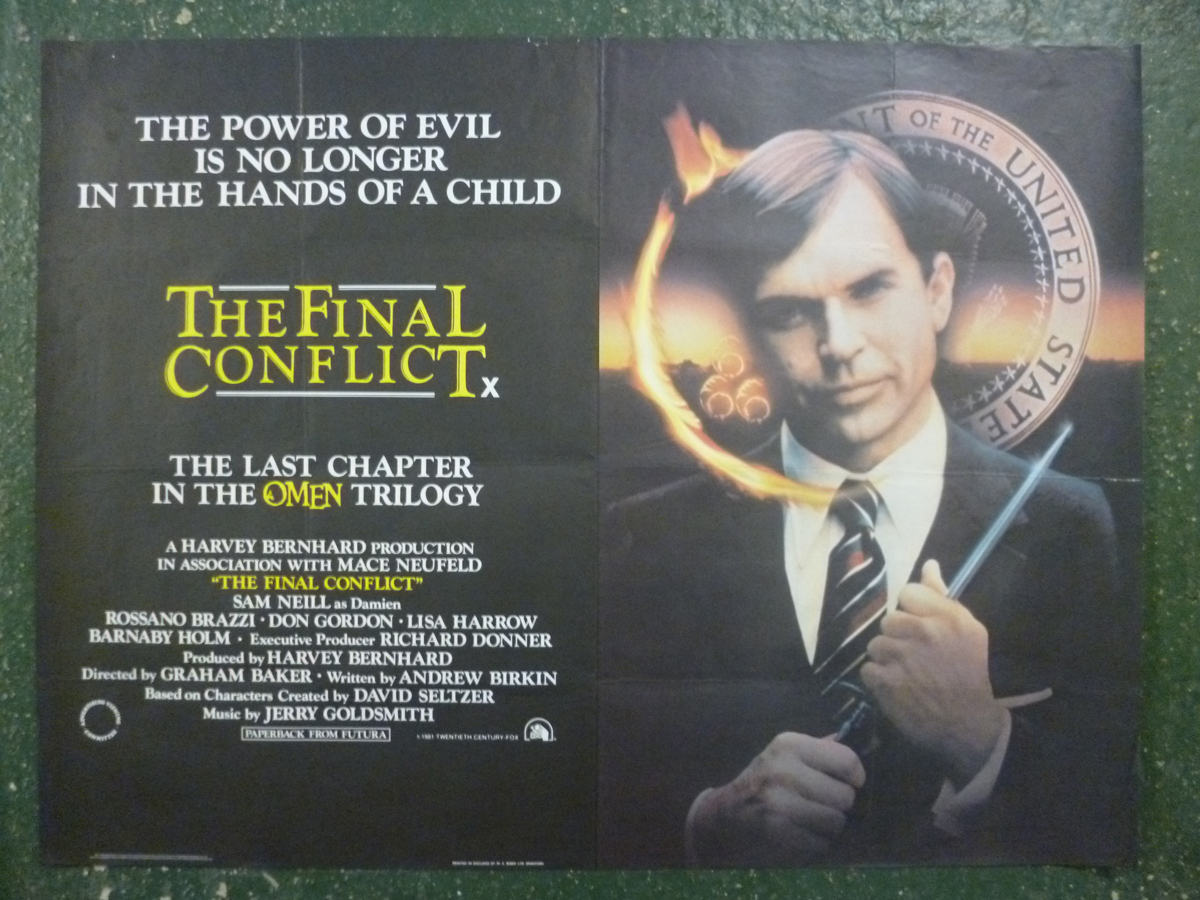 DAMIEN OMEN II, film poster + THE FINAL CONFLICT, film poster, starring Sam Neill, both Quad - Image 2 of 2