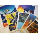 A Packet: twelve items orig pen, ink and watercolour artwork of Space Shuttles, Spaceships, NASA