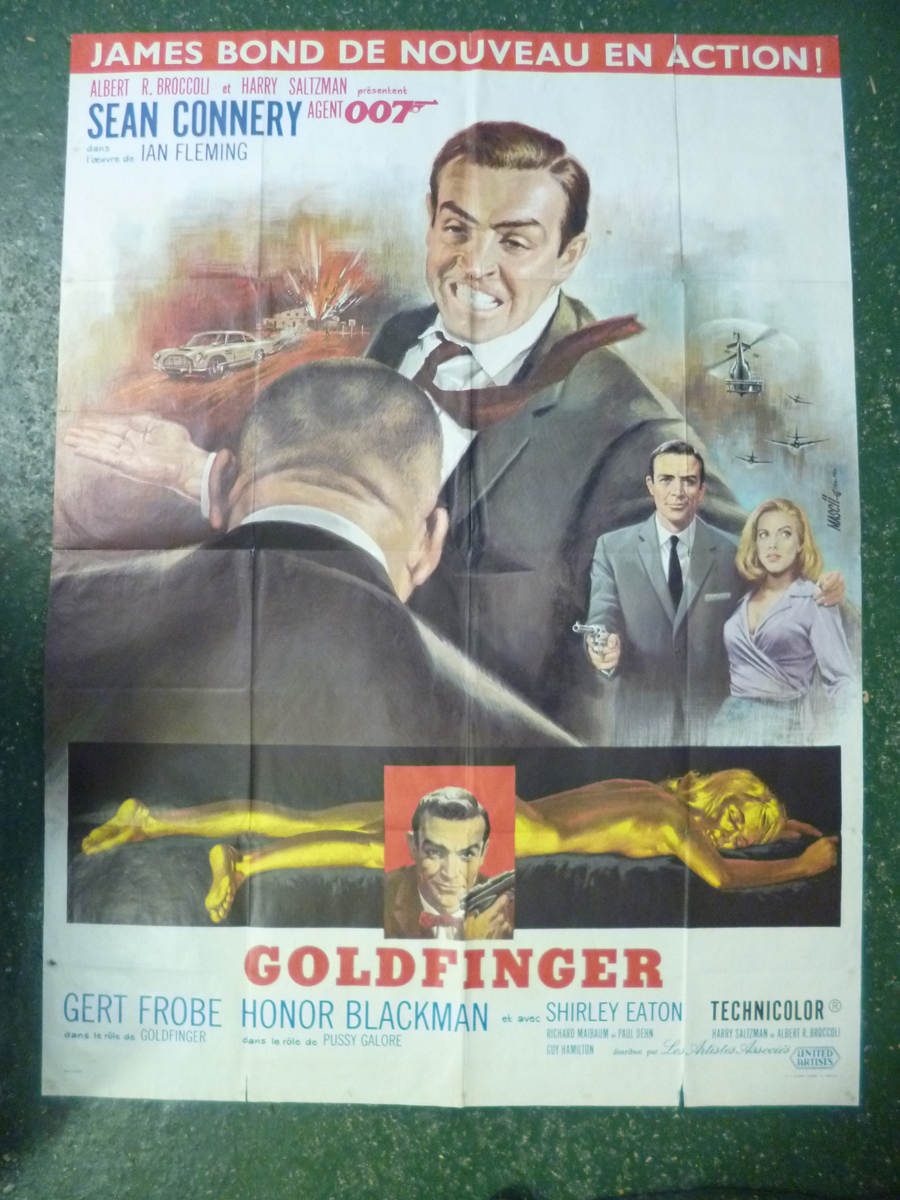 GOLDFINGER, French film poster, starring Sean Connery, Honor Blackman and Shirley Eaton, approx