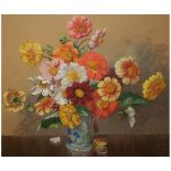 THOMAS TODD BLAYLOCK, SIGNED, PASTEL, Still Life Study of Mixed Flowers in a Vase, 20" x 21"