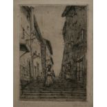 INDISTINCTLY SIGNED AND DATED IN PENCIL TO MARGIN, BLACK AND WHITE ETCHING, Inscribed "Cul Ravello",