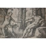 LUCAS VAN LEYDEN, OLD MASTER ENGRAVING "The Dance of St Mary Magdalen".  THIS IMPRESSION WOULD