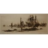 STEPHEN PARRISH, SIGNED, IN PENCIL TO MARGIN, BLACK AND WHITE ETCHING INSCRIBED IN PORT, 4" x 9 1/2"