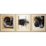 FLORENCE PRELEUR-POULAIN, SIGNED, AND DATED 98, MIXED MEDIA, Triptych, each 12" x 10"