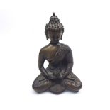 Oriental Bronze figure of a seated Deity in the Lotus Position, clutching a censer between his