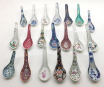 Mixed lot: various late 20th Century Rice Spoons, decorated in various colours and designs