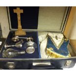 An unusual cased Priests Travelling Communion Set, comprising hallmarked Silver Miniature Goblet,