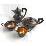 Four-piece Elkington Silver plated Tea Service, comprising Tea Pot, Hot Water Jug, Sugar Basin and