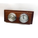 Second half of 20th Century Chrome plated bulkhead Timepiece and matching twin scale Aneroid