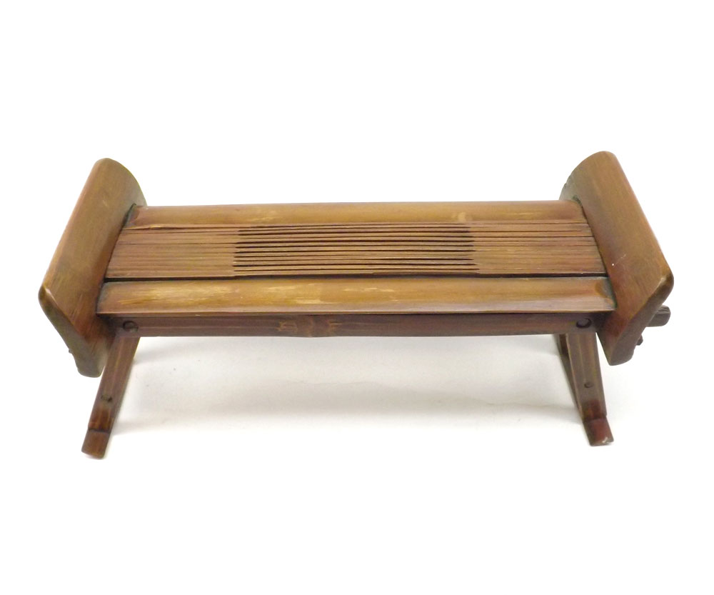 A small Oriental Table Top Stand with folding trestle type supports, 12  wide