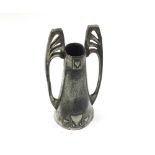 A WMF style double-handled Pewter Vase of tapering form 6  high