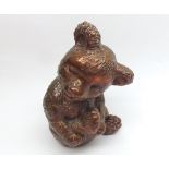 Unusual antique Copper model of a seated Teddy Bear, apparently unsigned, 8  high
