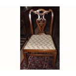 A Mahogany Chippendale style Dining Chair with pierced interlaced splat back, floral upholstered