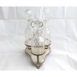 A 19th Century Silver-plated Trefoil Decanter Stand, reeded strap work holders, reeded three