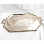 Early 20th Century octagonal Silver plated Serving Tray, with shaped handles, 21  wide