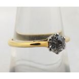 18ct Gold and Platinum old cut Solitaire Diamond ring of approximately quarter carat