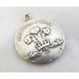 Early 20th Century hallmarked Silver Watch Medallion  HMS Prince of Wales  showing image of ship
