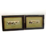 Two Framed Stevengraph Silkwork Pictures: The Meet and The Death, 10  wide including frames (2)