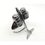 A 20th Century Novelty Chrome Cruet Stand formed as an aeroplane, fitted with salt and pepper pots
