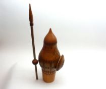 A Carved Treen Figure formed as a medieval warrior, with shield and spear, 20th Century, 12  high