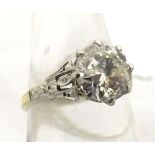 High Grade Precious Metal Solitaire, Brilliant Cut Diamond Ring, approx 1. 7ct, pierced and engraved