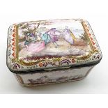 A 19th Century French Enamel Jewellery Casket of rectangular form with bowed lid, decorated with