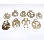 A Collection of Various Vintage and Later Horse Brasses, includes two with Horse Decoration, a