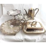 Mixed lot of various plated wares comprising two early 20th Century Tazzas, Coffee Pots with