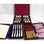 Mixed lot comprised cased set of twelve Silver plated Tea Spoons and accompanying Sugar Tongs; cased