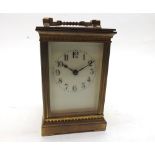 Early 20th Century French lacquered Brass Carriage Timepiece, the replacement lever platform