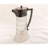 Early 20th Century cut clear glass Jug with Silver plated mounts and hinged lid, 10 
Condition: