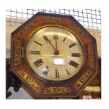 Mid-19th Century Rosewood and Brass inlaid  Postman s Alarm Clock , the octagonal case with